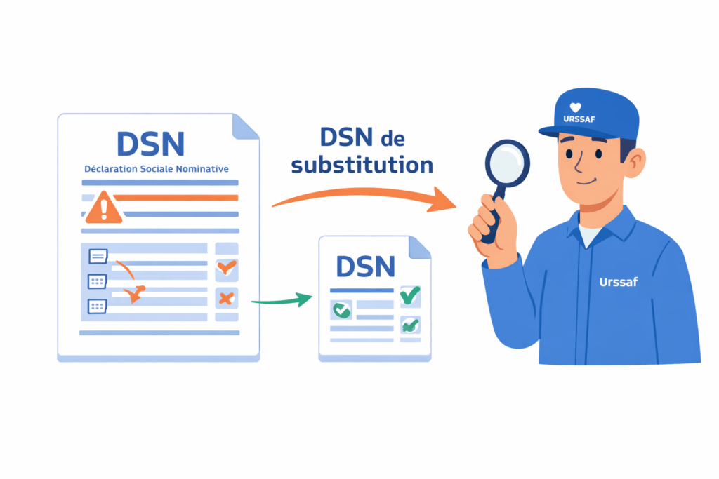Illustration du mécanisme de DSN de substitution mis en place par l’URSSAF.
